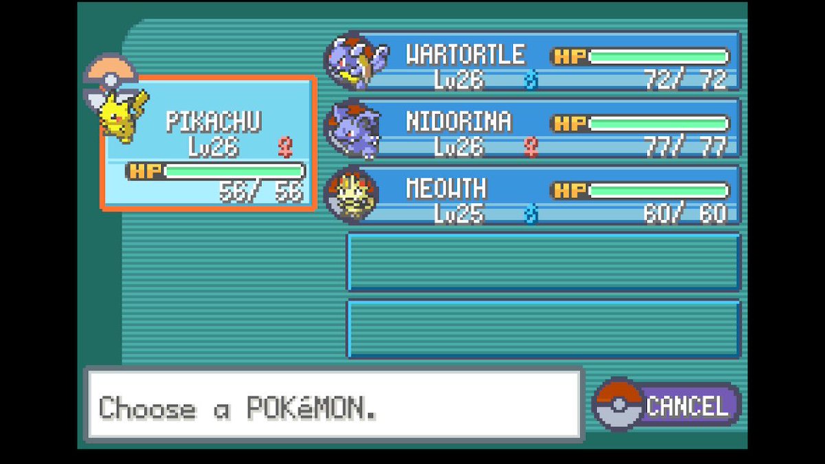 Ashlambs20's tweet photo. My team so far in #PokemonFRLG. So thankful to have the Vs. Seeker back and Meowth with Pay Day 😂 It’s gonna be easy to make money now haha https://t.co/94hqEHYLAd