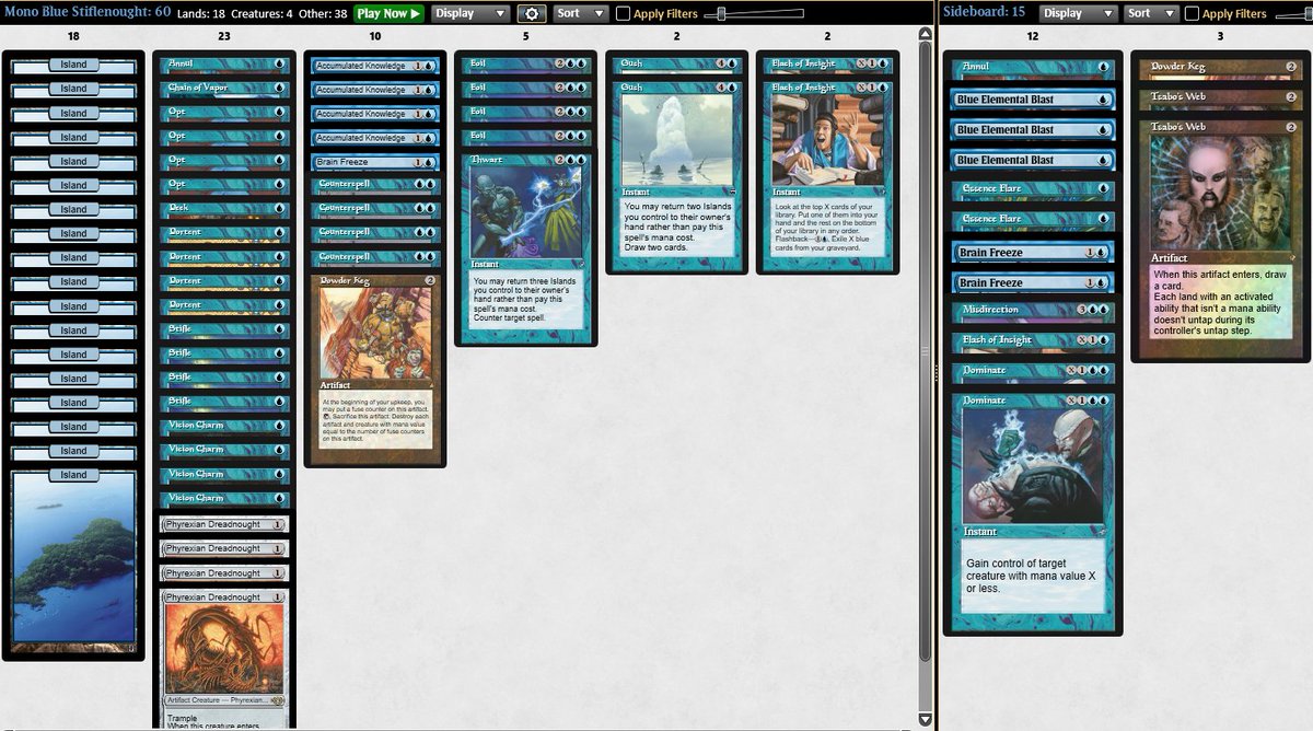 Basil_Nabi's tweet photo. Lost in top 8 of the Premodern Challenge yesterday with Mono Blue Stiflenought after a 6-0 start https://t.co/ktdmrYP1iM