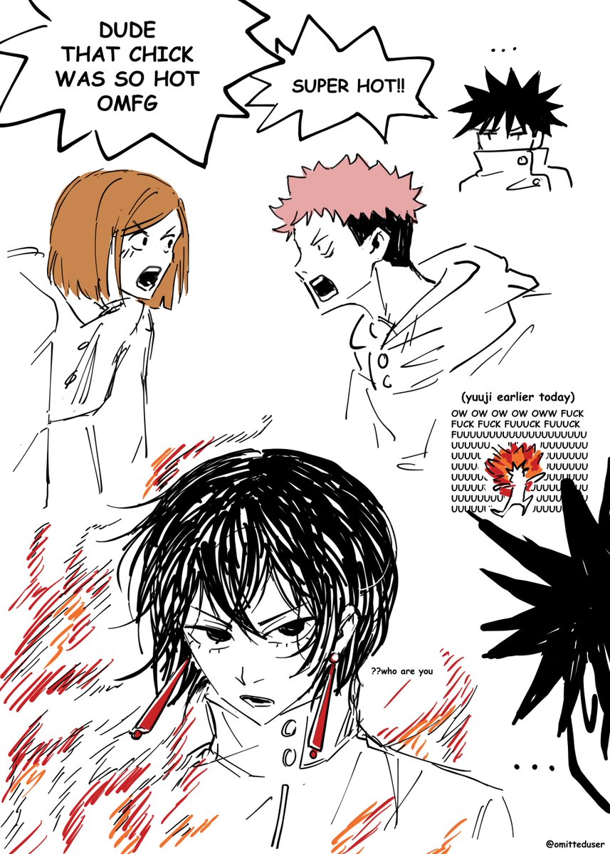 omitteduser's tweet photo. jjk trio meet hiyuki and flame bone #jjk #kagurabachi https://t.co/m5DQ3yNm5W