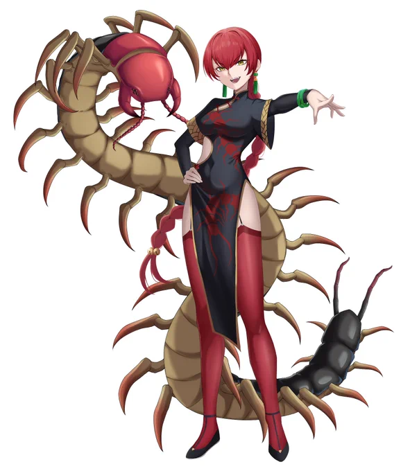 Redesigned my centipede girl, Dai Lu. Currently in the process of planning her monster design #OC