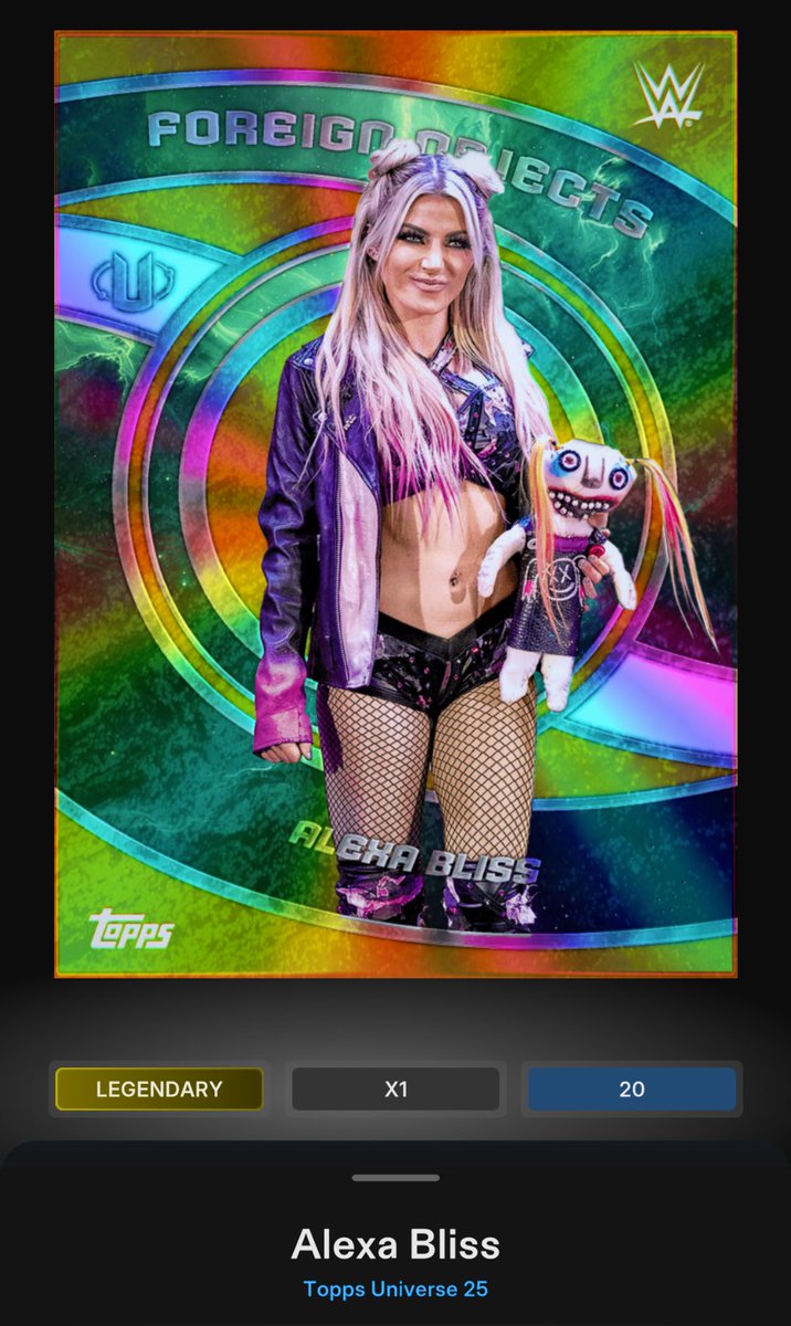 xKittehPryde's tweet photo. I can’t believe I freaking Pulled a Legendary @AlexaBliss_WWE Card on @ToppsSLAM ‼️❕‼️
#ToppsSLAM
#WWEuniverse https://t.co/292G2jgrxB