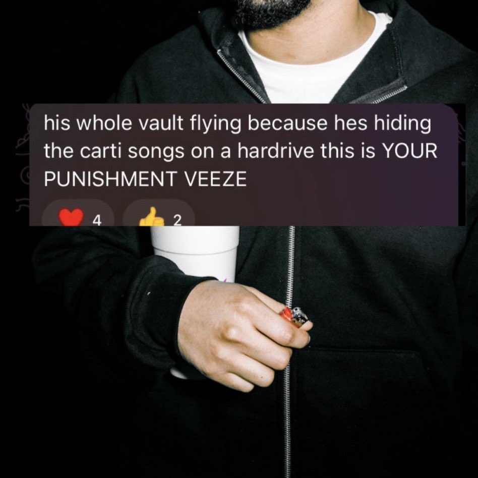 lifemocksart's tweet photo. 75+ unreleased Veeze songs have surfaced online in the last 24 hrs

leakers are doing this as “punishment” because Veeze is “hiding the Carti songs on a hardrive” https://t.co/bqVd2zlFn5