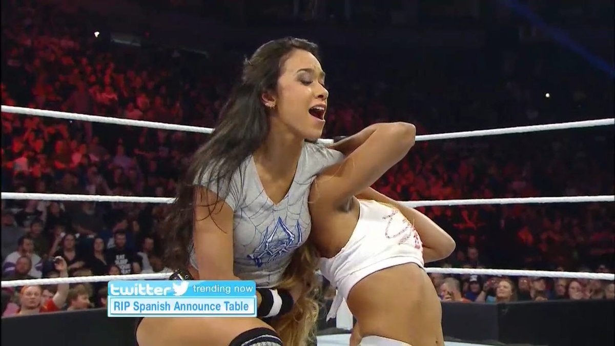 TravisJonesWWE's tweet photo. Lady @TheAJMendez - The #WorldWrestlingEntertainment #DivasChampion giving @ArianeAndrew the worst pain possible with a strong #DragonSleeper which is #Phenomenal, #TeamAJ. #RT if u agree #WeLoveAJ #IconicAJ #AJFansForEver #DivasTitle #WWEChamber @WWE https://t.co/OdHriv5mbJ