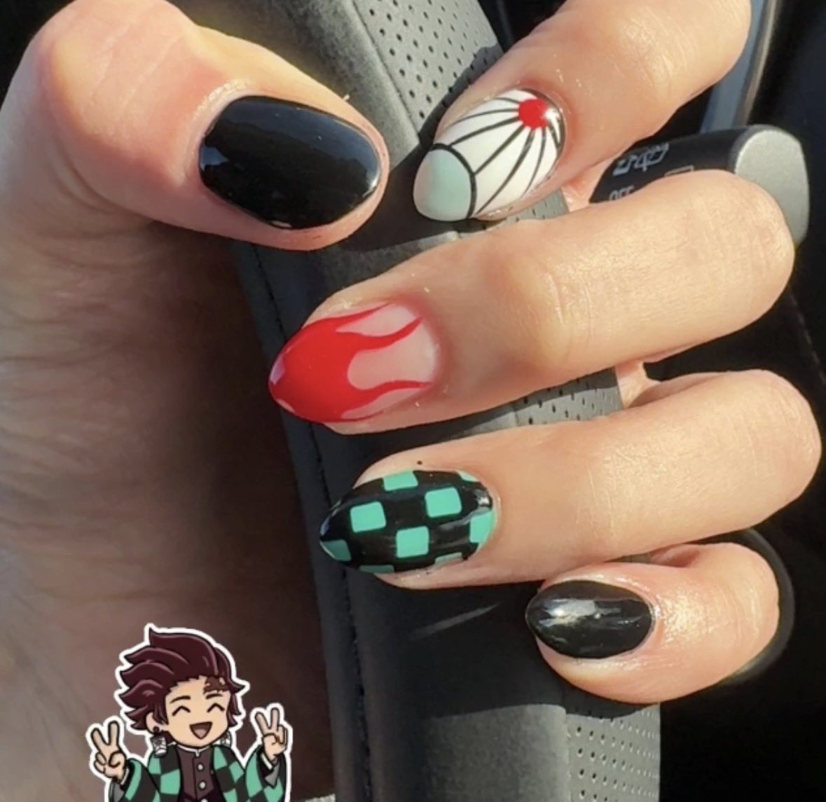 RankedAnxiety_'s tweet photo. My fav nail sets from last year 💅✨ 

Should I do #choso or #hawks inspired nails next? 

#naildesign #nails #nailart #kny #mha #tanjirokamado #izukumidoriya #bakugokatsuki #nailset #animetwt #KEIGOTAKAMI #chosojjk https://t.co/k6FD1EuNnd