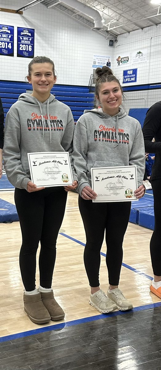 Congratulations to the girls on a great season. Mariah won one of the Sportsmanship awards, Megan was honored as a four year gymnast, and both Bailey and Megan received academic all ohio awards ❤️<a href="/SheridanGeneral/">Sheridan High School</a>