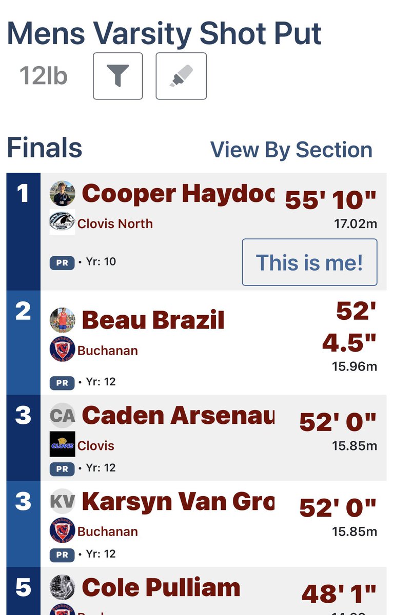 CooperHaydock's tweet image. DOUBLE PR DAY 

First meet of the season:

🥇 1st Place Shot Put – 55’10” (PR)
🥈 2nd Place Discus – 163’11” (PR)

Two personal records.
Two podium finishes.
All gas, no brakes.

Class of 2028 | 6’2” 245 |DE
Off-season grind showing up everywhere 💪

#TrackAndField #ShotPut