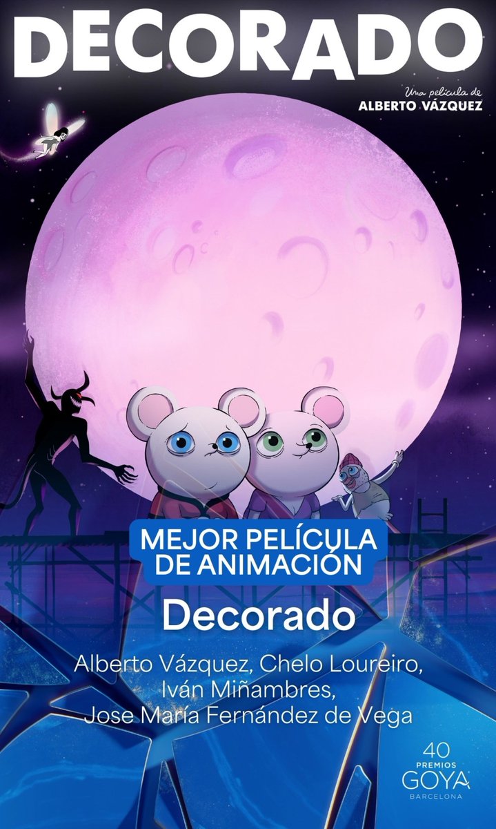 unikoec's tweet photo. ¡¡ACABAMOS DE GANAR EL GOYA A MEJOR PELÍCULA DE ANIMACIÓN POR DECORADO!!

Estamos tremendamente felices. Gracias a todas las personas que la hicieron posible. ¡Este premio es vuestro! 🫶🐭

Y recordad, disponible desde YA en Movistar y Primeran. https://t.co/oyqmzyHjOt