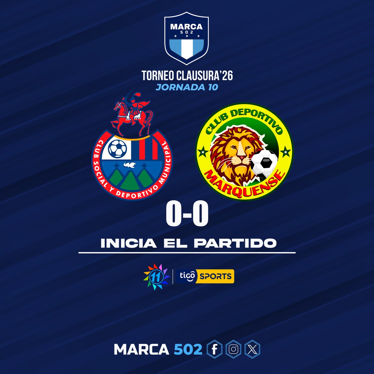 ¡INICIA EL PARTIDO!

Municipal 0-0 Marquense

#LigaNacional I #Clausura2026