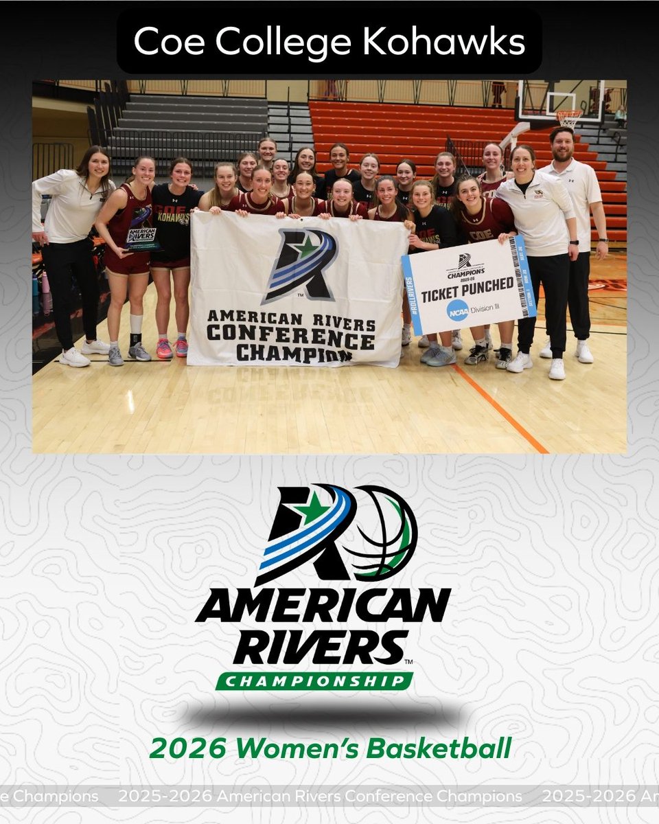 AmerRiversConf's tweet photo. W🏀: 𝗧𝗜𝗖𝗞𝗘𝗧 𝗣𝗨𝗡𝗖𝗛𝗘𝗗.

@CoeAthletics claims their first tournament title since 2012 ‼️

#rollriversWBB https://t.co/rg1ryoeRbP