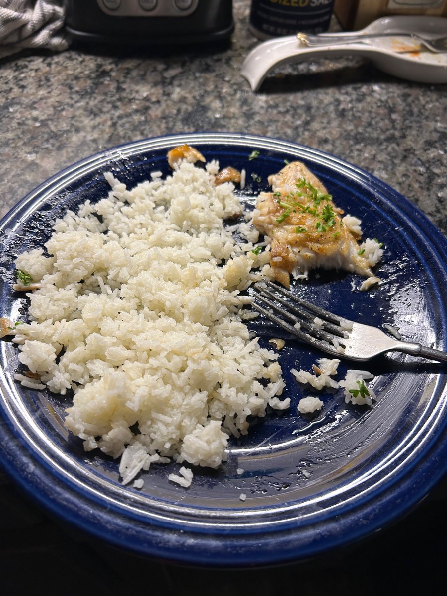Got too excited and ate some before I could get a picture but here is tonight’s diner!!!

Tilapia and rice