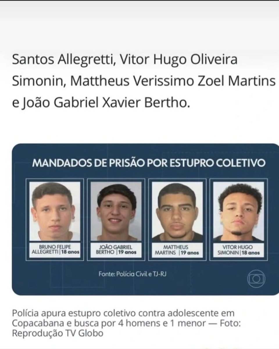 Acusados de estupro coletivo de uma menor e foragidos