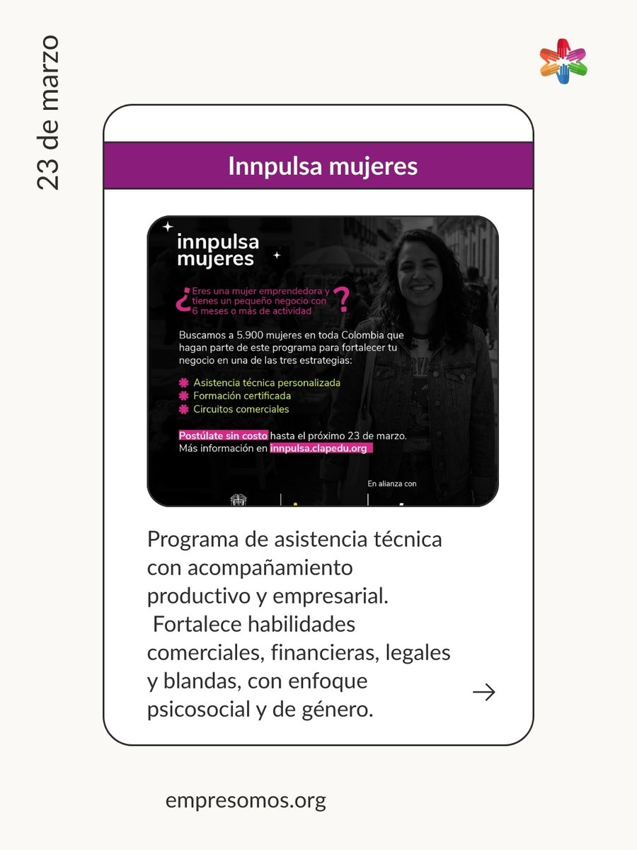 empresomos's tweet photo. Si quieres algo un poco más dinámico para Instagram:

Este mes no se trata de ver contenido.
Se trata de tomar acción.

Eventos gratuitos en marzo para emprendedores que quieren avanzar de verdad.

Elige el tuyo y regístrate aquí:
https://t.co/avzHU42fxr

Tu momento es ahora 🚀 https://t.co/rogRj1uMjl