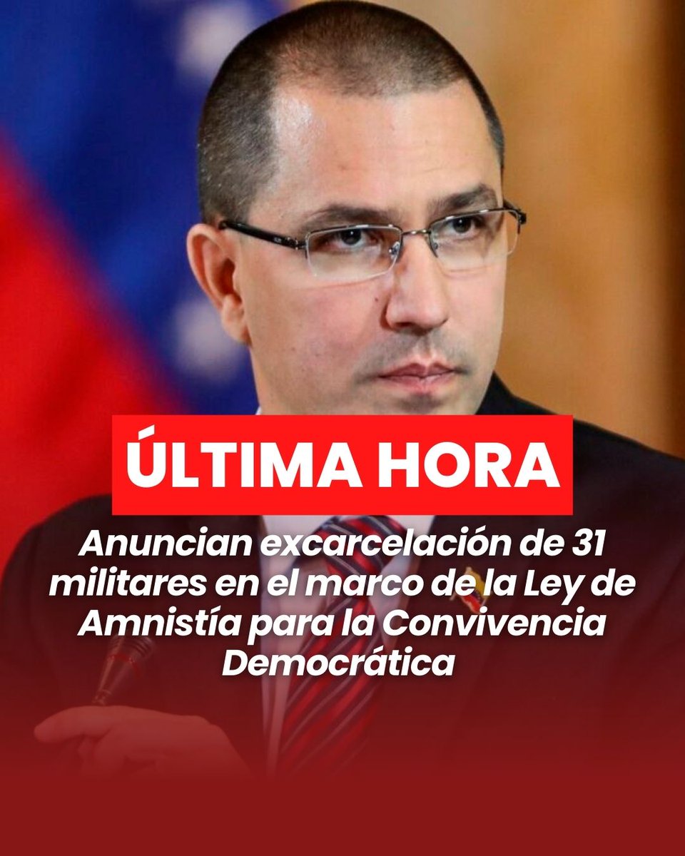 maevenof's tweet photo. El diputado Jorge Arreaza anunció que la Justicia Militar de la FANB ha otorgado medidas alternativas que han llevado a la liberación de 31 militares procesados, quienes están en libertad desde el 27 de febrero. La medida forma parte de la Ley de Amnistía para la Convivencia Democrática y busca contribuir a la paz y al reencuentro nacional. Los efectivos se encuentran libres pero permanecen vinculados a sus respectivos procesos judiciales.

https://t.co/TErP1RRz4G

#LosQueremosDeVuelta #BringThemBack #FreeCilia #FreeMaduro #venezuela