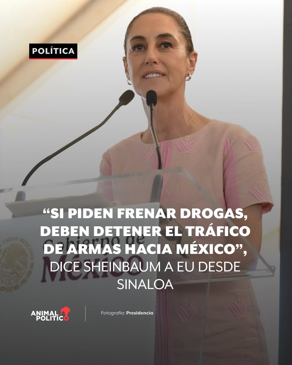 🔹 "Si ellos quieren que estemos ayudando a que no pasen drogas de México a Estados Unidos, también ellos tienen que hacer su parte para que dejen de entrar armas de Estados Unidos a México”, dijo Claudia Sheinbaum.

Lee más: buff.ly/70i9ouy