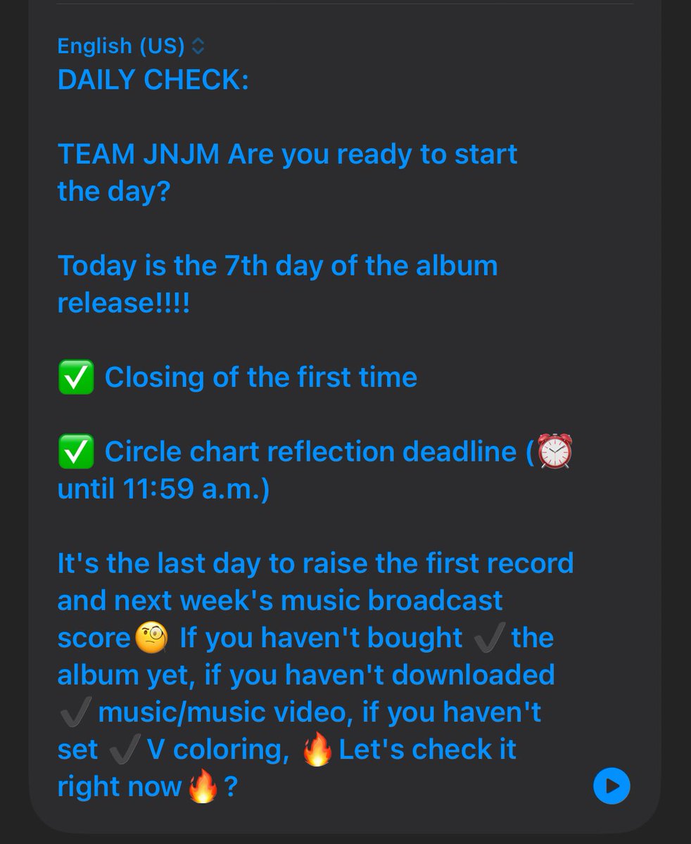 kurleb bgini translatenya, intinya karena hari ini rata rata kan menjadi  last day tracking  #NCTJNJM_BOTHSIDES di 1st week. bisa check lagi terkait: 

1. album (sudah kah kalian beli album)
2. buat yang ikut korean platform dan team nya mewadahi download, batas waktu download