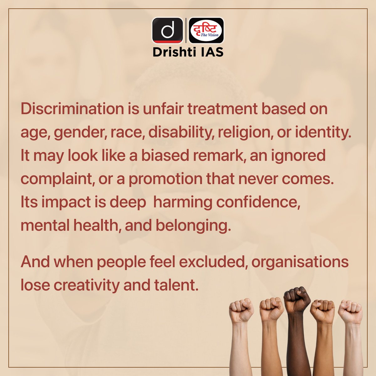 drishtiiaseng's tweet image. Discrimination isn’t always loud, sometimes it’s just a closed door.

This Zero Discrimination Day,  let’s choose dignity, fairness, and inclusion.

Stand together. Act together.

#ZeroDiscriminationDay #WeStandTogether #InclusionForAll #EqualityForAll  #EndDiscrimination