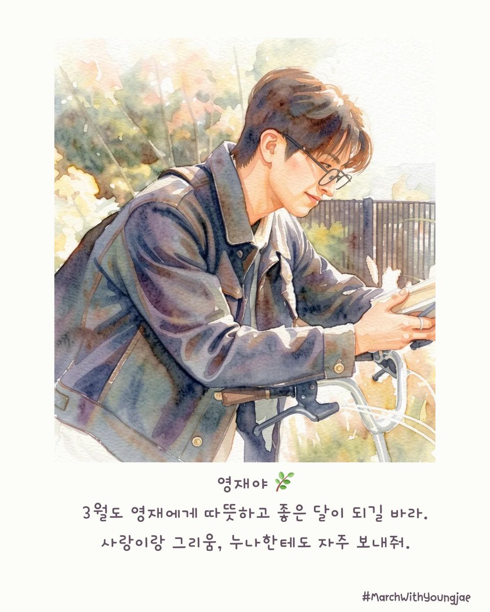 3 월

영재야 🌿
3월도 영재에게 따뜻하고 좋은 달이 되길 바라.
사랑이랑 그리움, 누나한테도 자주 보내줘.

#MarchWithYoungjae
#YOUNGJAE #영재 <a href="/ChoiArs_YJ/">YOUNGJAE</a>