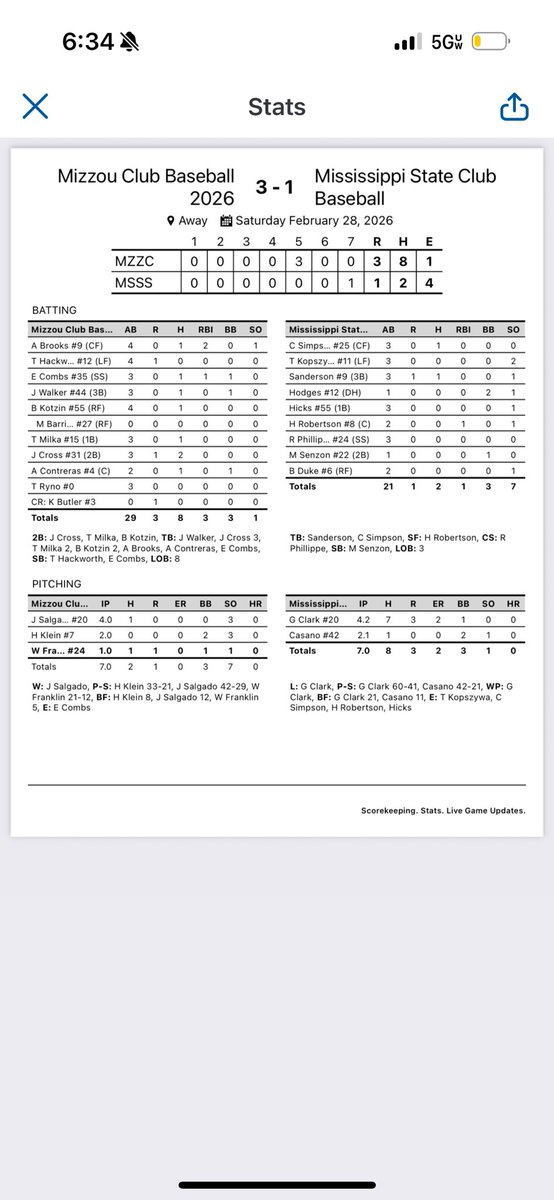 Mizzou Club Baseball tweet media