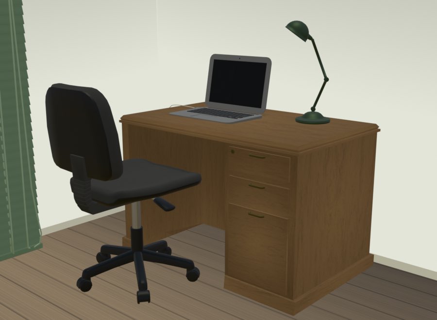 wanconogame's tweet photo. デスク周りを作りました
こういうデスクライト欲しい(検索して見つけたのを参考に作りました)
#ゲーム制作 #blender https://t.co/S6CMrM1BRc
