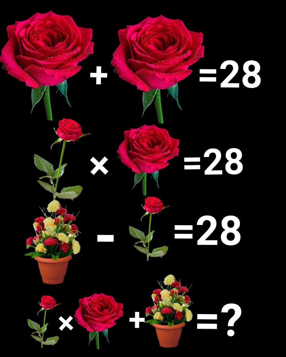 Good Morning ☀️

Your brain vs this puzzle.
No calculator.
No editing your answer.
Rose × Rose = ? 🌹👇
Let’s see who’s confident 😏