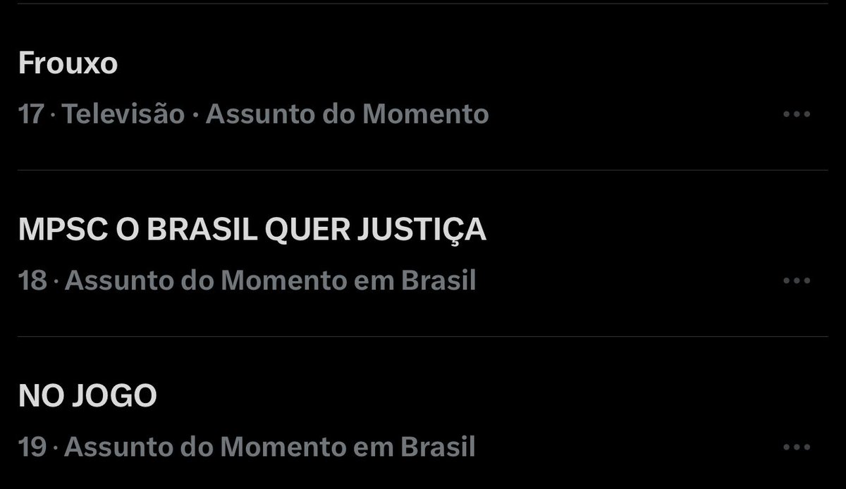 URGENTE

Em apenas 30 min de tag nova, a MPSC O BRASIL QUER JUSTIÇA entrou no ranking dos assuntos mais comentados do Brasil. A antiga os advogados derrubaram por ordem judicial apenas por conter o nome “Orelha”

COMENTEM 
MPSC O BRASIL QUER JUSTIÇA 
30x com o nome de frutas 🍉