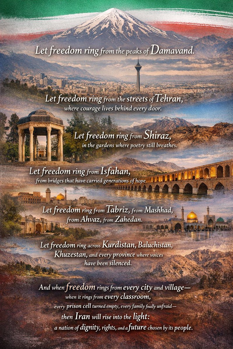 ialiphas's tweet photo. @elicalebon Iran will rise into the light: a nation of dignity, rights, and a future chosen by its people.
LET FREEDOM RING! https://t.co/zstHDMiKxp