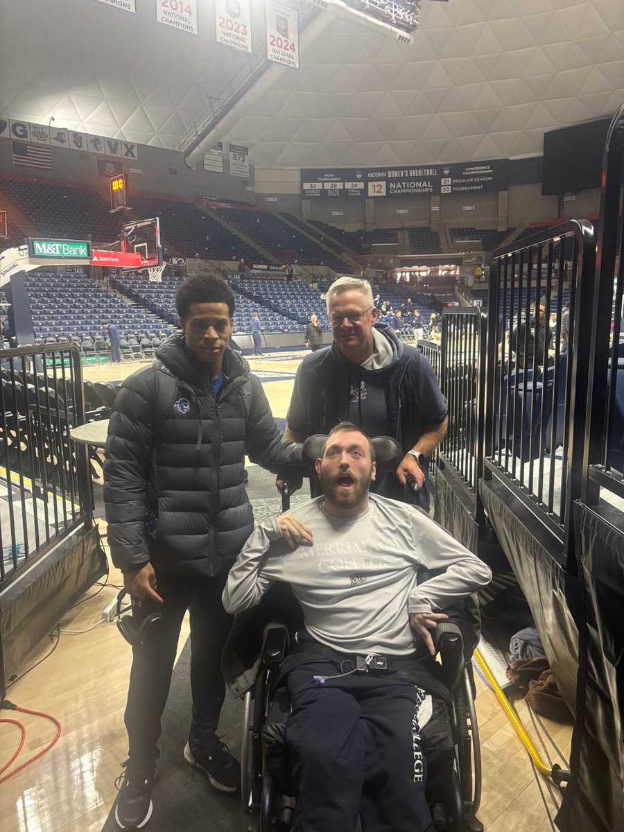 MaxPlanskyNU's tweet photo. Great to catch up with Bud from ⁦@MerrimackMBB⁩ at ⁦@UConnMBB⁩ senior day today.  Appreciate all he did for ⁦@Merrimack⁩ and that we can stay connected https://t.co/li002GuL6P