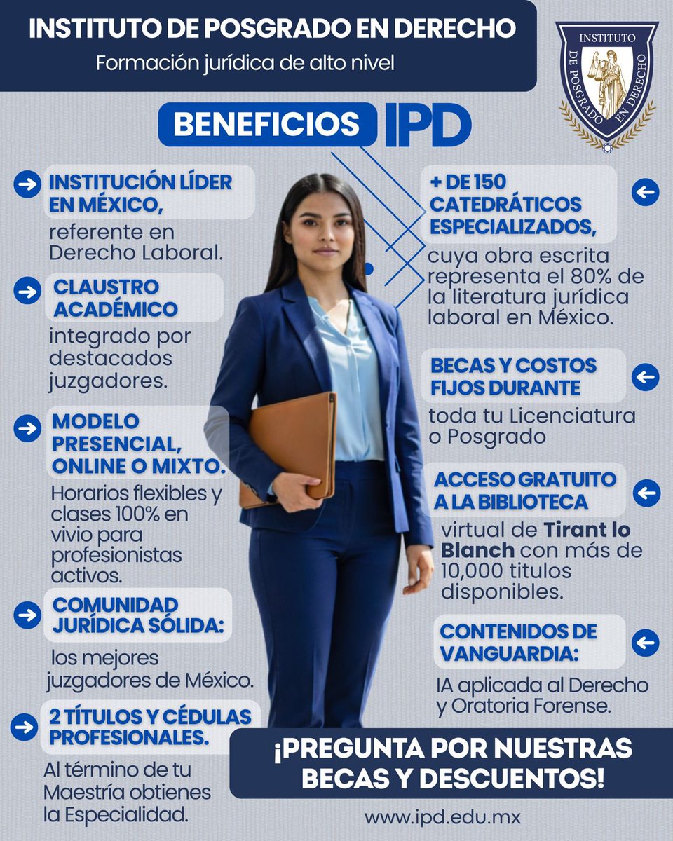 En el IPD te formas con un claustro de alto nivel, acceso a contenidos de vanguardia y una comunidad jurídica que marca el rumbo en México. 📚💼

Modalidades flexibles, biblioteca especializada y beneficios exclusivos para impulsar tu crecimiento profesional.
