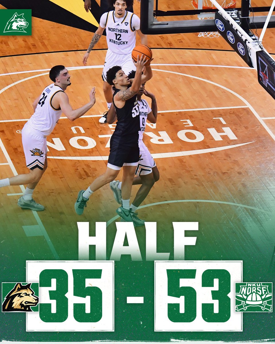 WSU_MBB's tweet image. Half:
NKU 53, Wright State 35

Solomon Callaghan's 12pts leads 6 Raiders in scoring, with 7pts from Michael Cooper and 5pts each from TJ Burch &amp;amp; Michael Imariagbe.
📺(E+):bit.ly/4aYsuDR
🎙(1410 AM):bit.ly/WSURadioNetwork
📊:bit.ly/4u2olaA
#RaiderUP |