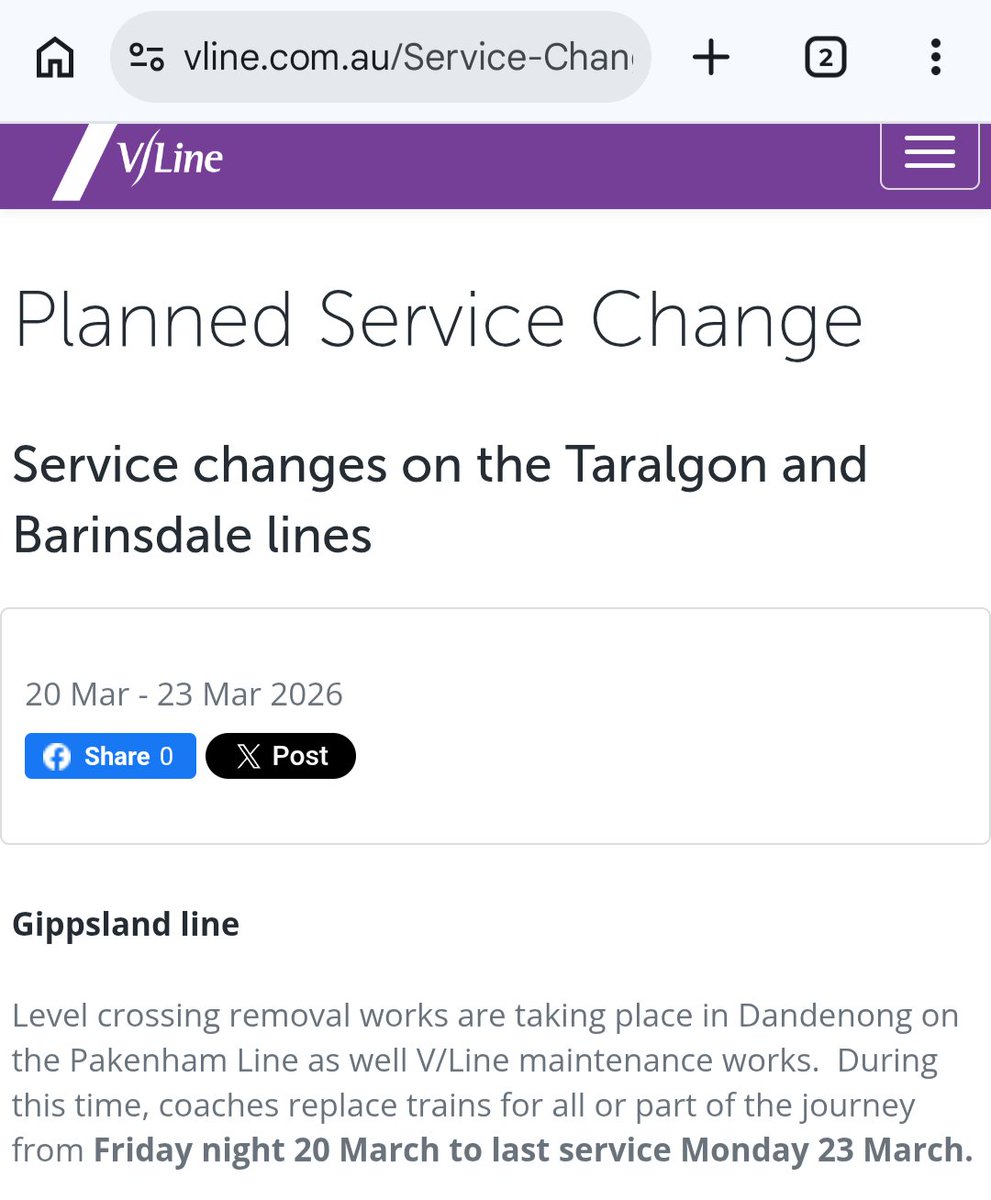 bradf89's tweet photo. V/Line have decided to rename the Gippsland line to "Taralgon" and "Barinsdale" lines https://t.co/upgEQhSNzU