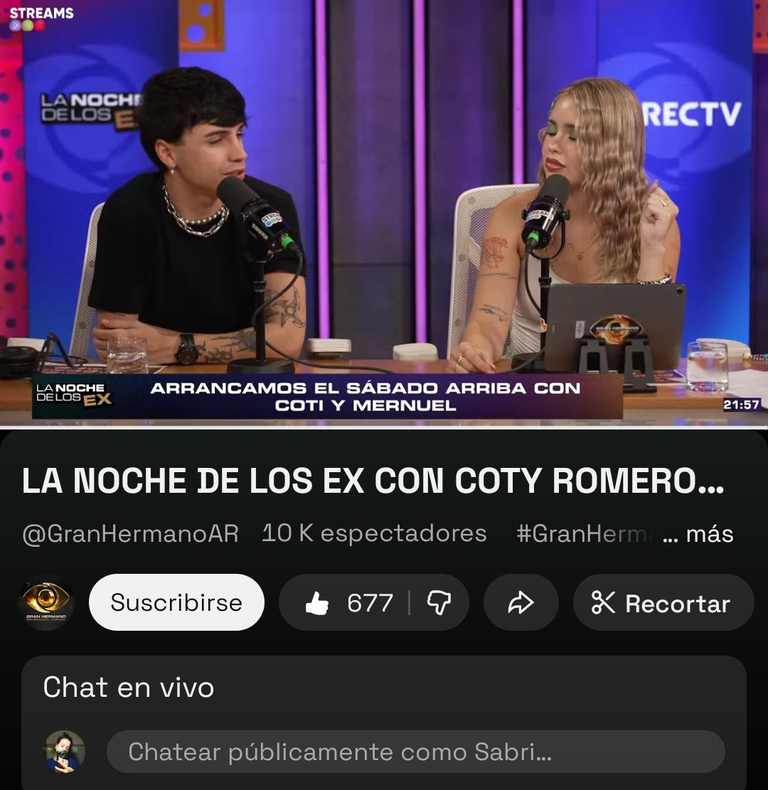 cotyupdate's tweet photo. 10K de views el streaming de la noche de los Ex con Coty y Mernuel https://t.co/Etlxuw2lfn
