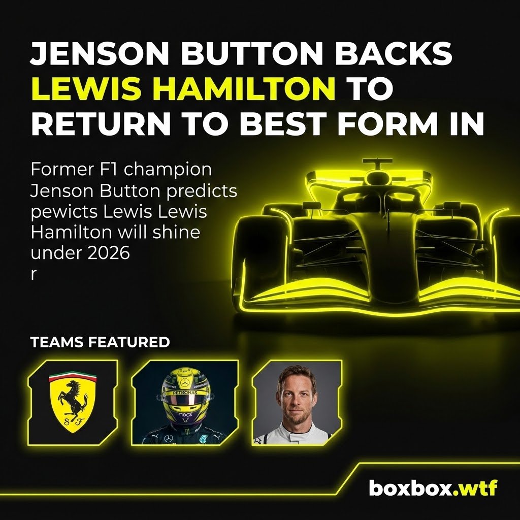 F1memeBoxbox's tweet photo. 🏎️ Jenson Button Backs Lewis Hamilton to Return to Best Form in 2026
Former F1 champion Jenson Button predicts Lewis Hamilton will shine under 2026 regulations after a t
Follow
#F1 #Formula1 #F12026 #Ferrari #LewisHamilton #JensonButton #boxboxwtf #GrandPri https://t.co/wt7Z9J3a1W