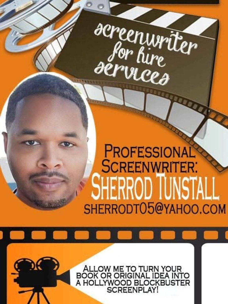 Sherroddaauthor's tweet photo. SCREENWRITER/GHOSTWRITER  FOR HIRE.  To all the authors or writers who want to turn their book or a story idea into a Hollywood screenplay, email me at sherrodt05@yahoo.com or just DM for more info. Be sure to use my services!!! #hollywood  #screenwriterlife #screenwriterforhire https://t.co/0oaHCETX8e