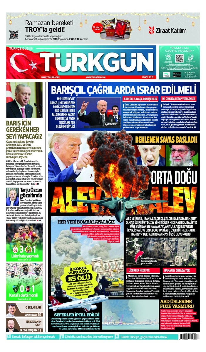 TurkgunGazetesi's tweet photo. Gazetemizin 1 Mart Pazar baskısını inceleyebilirsiniz... #Türkgün #turkgungazetesi https://t.co/j9L63Q8Htz