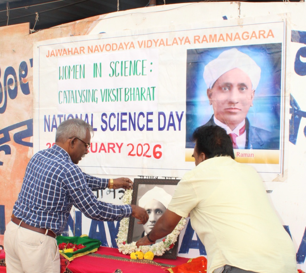JRamanagara's tweet photo. National Science Day was celebrated on 28.02.26 at JNV, Bengaluru South, Ramanagara. The programme was well organised under the coordination of the Science Department, led by Sri Vijendera Kumar SP, TGT (Science), along with his dedicated team.

 @NVS_HQ  @NVS_ROHYD https://t.co/VTv5X1ynrU