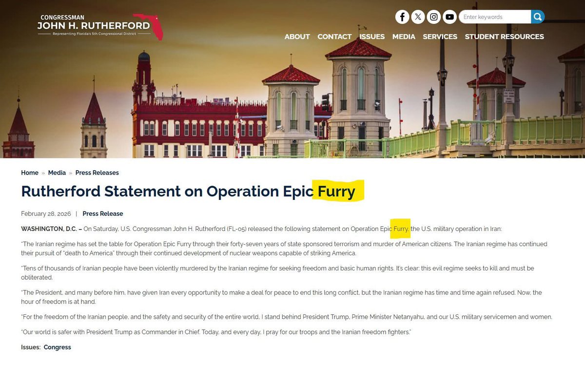 MAGA Congressman John Rutherford (FL) continues to call it Operation ...