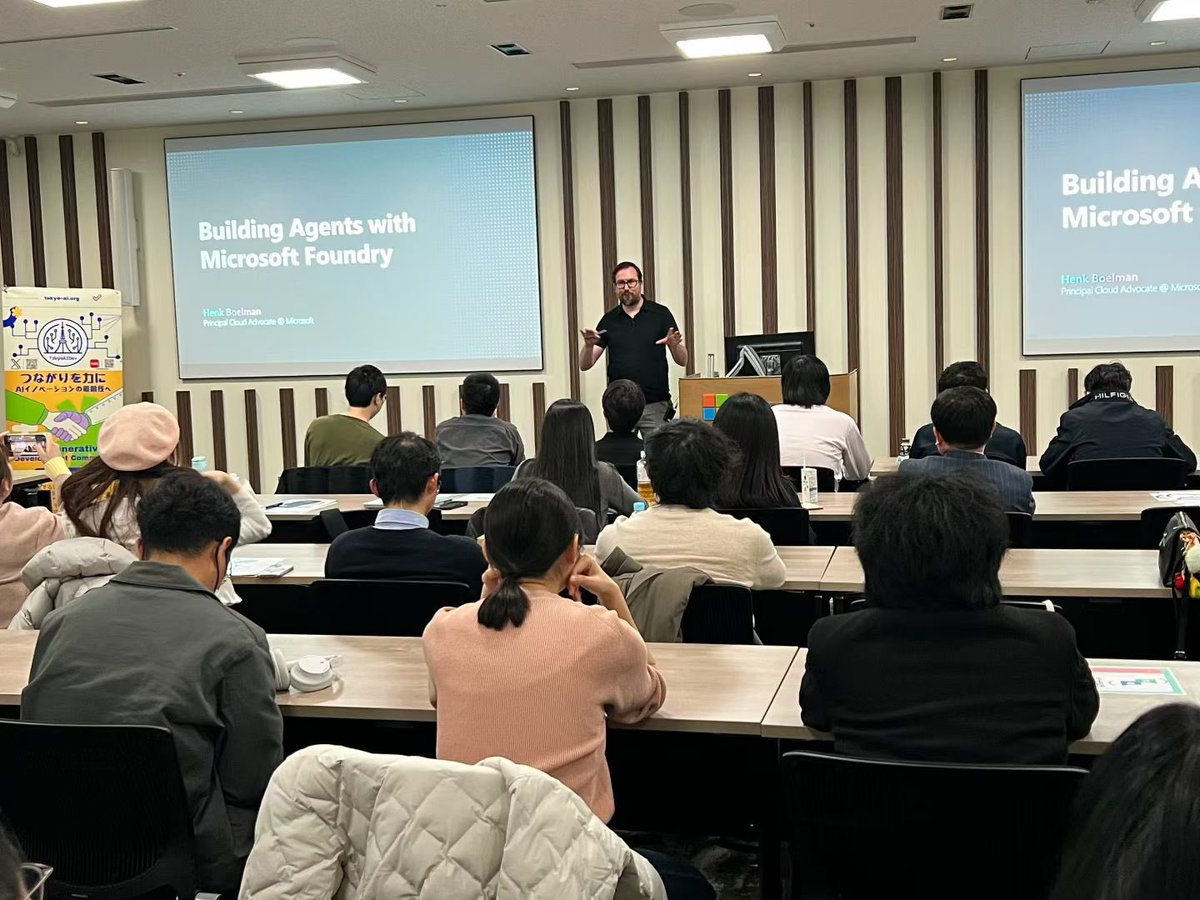 TokyoAiDev's tweet photo. 2/28開催
Tokyo Generative AI Development Community のAIイベントが無事終了しました。
12名の登壇者の皆さま、スポンサー各社様、Microsoft様、そして運営メンバーに心より感謝します。
生成AI・AI Agentの実践知が集まる場として、今後も継続していきます。
@LinkoraAI @WEAJapan https://t.co/GXubRIZjnh
