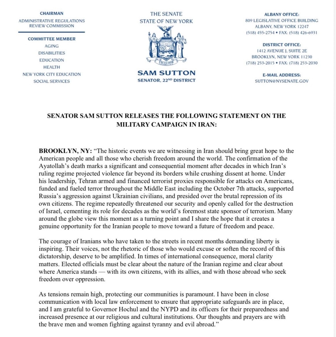 Senator Sam Sutton tweet media