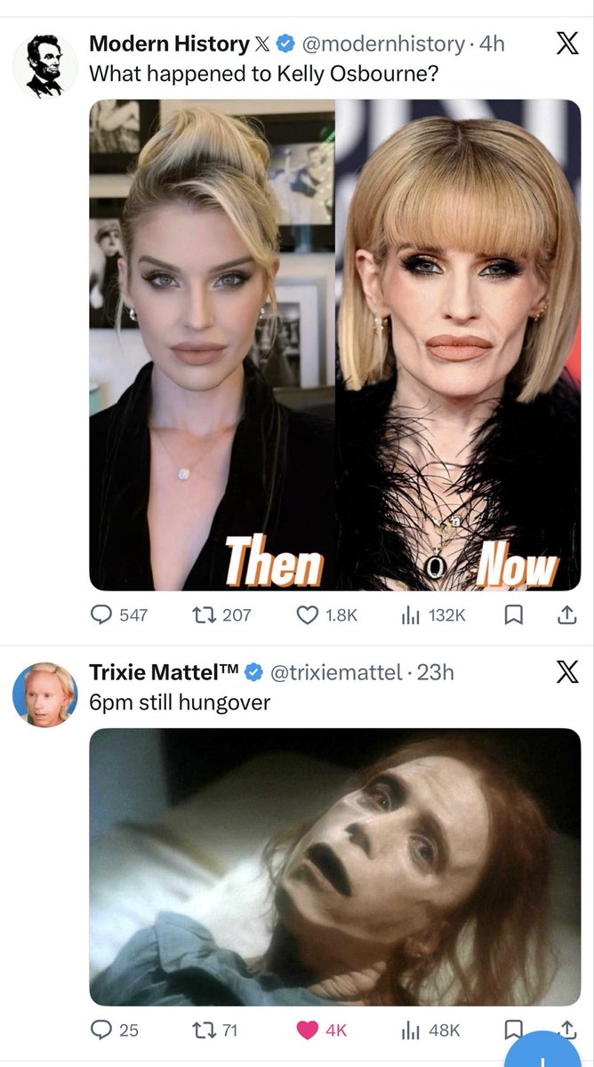 dermaDMC's tweet photo. @trixiemattel Timeline saying something. 😬🤣😭 https://t.co/4t6NO3gm35
