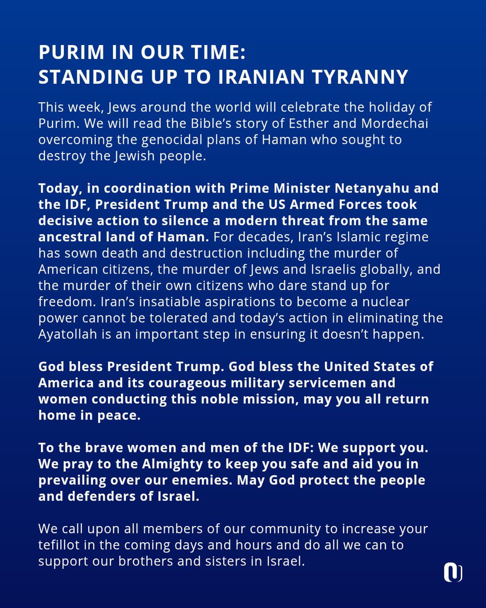 Orthodox Union tweet media