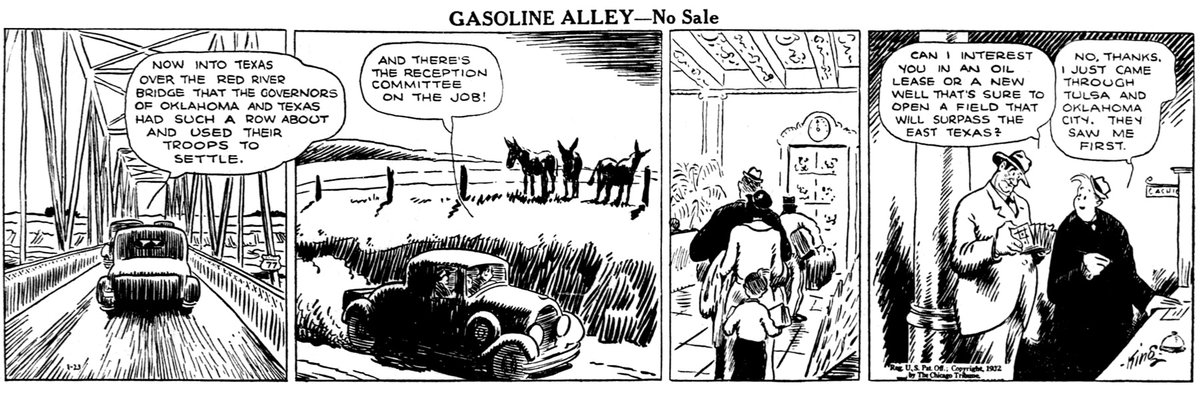 DD_Classics2's tweet photo. GA: January 23, 1932

Luckily in recent years, the "Red River Border War" has been nothing more violent than a college football game.

But in the summer of 1931, both Texas and Oklahoma activated their National Guard troops over a new, free bridge crossing the river on route 77. https://t.co/swat08BvnE