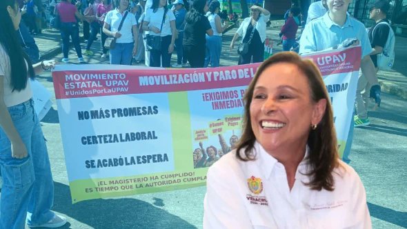 AgenciaNetworks's tweet photo. GOBERNADORA DE VERACRUZ, ROCÍO NAHLE, ¡MINTIÓ!, ACUSAN MAESTROS DE LA UPAV AL PROTESTAR EN XALAPA.

https://t.co/6HcH6b4CaT https://t.co/YvE578ncQX