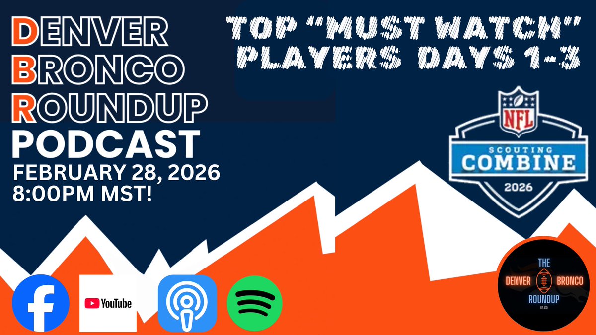 RMSportsNetwork's tweet photo. 🚨PODCAST ALERT🚨
Join the Denver Bronco Roundup  Podcast TONIGHT…8:00PM!
⬇️⬇️⬇️
https://t.co/oikHmRNilS

https://t.co/nkYzVnJhpe

https://t.co/MyrH7PWIIk

#DenverBroncos #NFL #BroncosCountry #BroncosNews #MileHigh #NFLCombine #SeanPayton #TopProspects #FreeAgency #NFLDraft2026 https://t.co/rtls34GoYZ