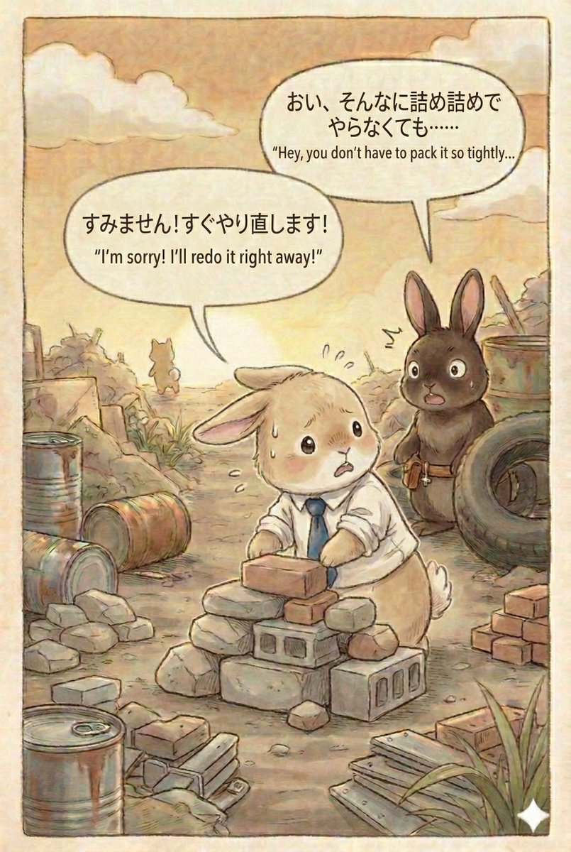 paradise4rabbit's tweet photo. 職人のマックスがおどろいたのは、テオの「あたりまえ」のレベルでした。

1ミリのミスも許されない毎日。 遅れれば、ずっと立たされて反省文。

テオにとって、 「かんぺきだ、休め」というマックスの言葉は、 信じられないくらい、やさしい魔法でした。🐰📐🌱

#うさぎのらくえん https://t.co/H9rH5gdEP1