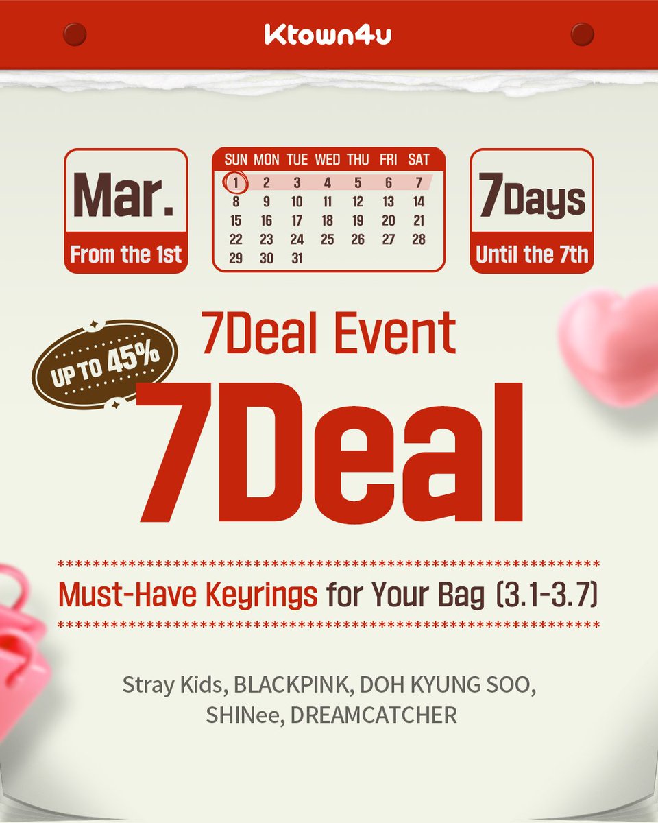 Ktown4u_com's tweet photo. 🎉 The First 7 Deal of 2026 is Here!
Ktown4u 7 Deal #51
🧸 Must-Have Keyrings for Your Bag
Keyrings / SMART ALBUM & Kit / Mini Goods Collection
Special Deals for 7 Days Only 🔥
📅2026.03.01 ~ 2026.03.07 (KST)
🔗https://t.co/tF16xcpaFy
#Teenieping #Sugarbunnies #PingLu #DollKeyring #CookieRun #BT21 #KakaoFriends
#DOHKYUNGSOO #TAEYEON #JAEHYUN #SHINee #BLACKPINK
#Ktown4u7Deal #7_Deal