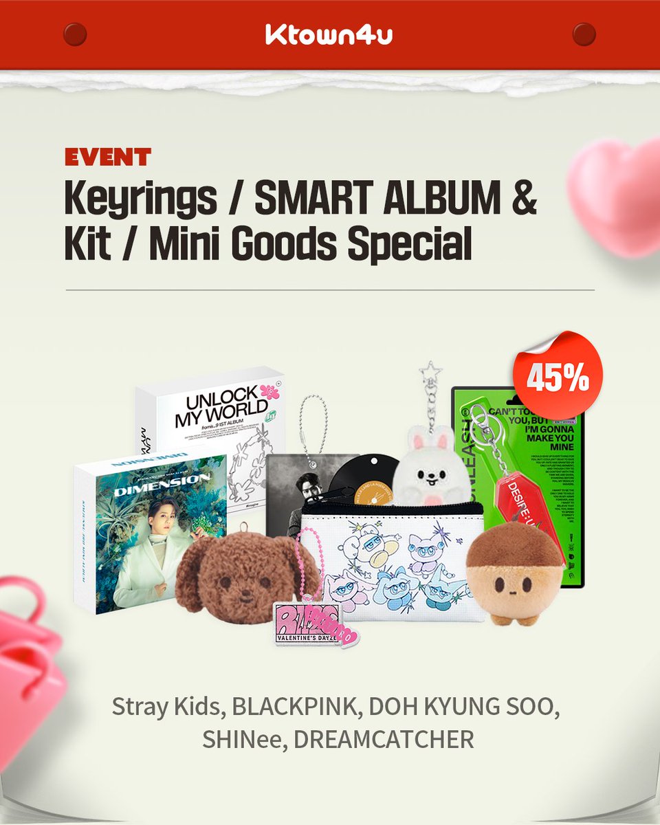 Ktown4u_com's tweet photo. 🎉 The First 7 Deal of 2026 is Here!
Ktown4u 7 Deal #51
🧸 Must-Have Keyrings for Your Bag
Keyrings / SMART ALBUM & Kit / Mini Goods Collection
Special Deals for 7 Days Only 🔥
📅2026.03.01 ~ 2026.03.07 (KST)
🔗https://t.co/tF16xcpaFy
#Teenieping #Sugarbunnies #PingLu #DollKeyring #CookieRun #BT21 #KakaoFriends
#DOHKYUNGSOO #TAEYEON #JAEHYUN #SHINee #BLACKPINK
#Ktown4u7Deal #7_Deal
