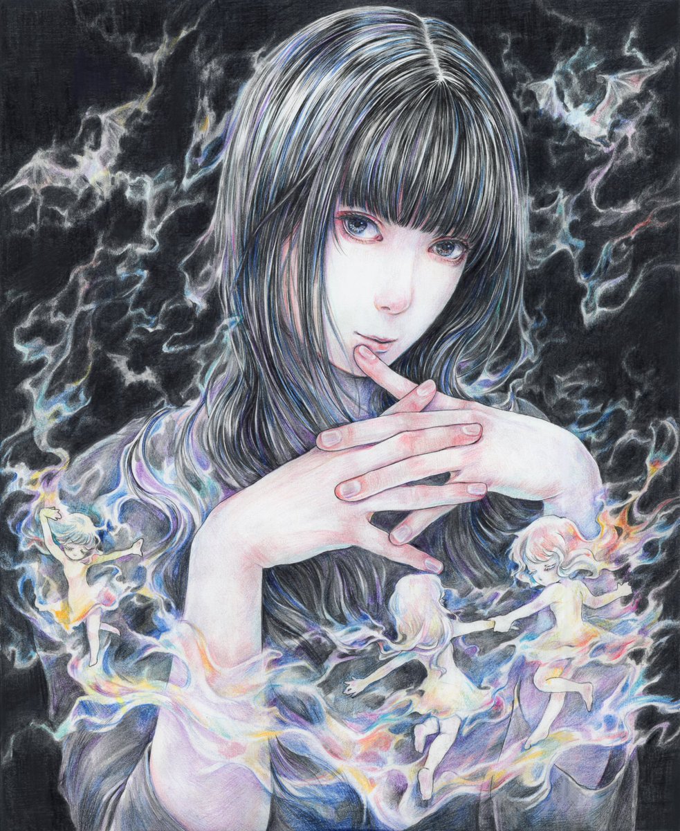 「ワルプルギスの夜」
F3号
ケント紙にミリペン、パステル、色鉛筆

個展にて展示してます🧙🏻‍♀️

佐々木茜個展『Phantom』
2026/2/21(土)~3/8(日)
みうらじろうギャラリー
東京都中央区日本橋
月•火休
水~土13~19:30
日13~18:00