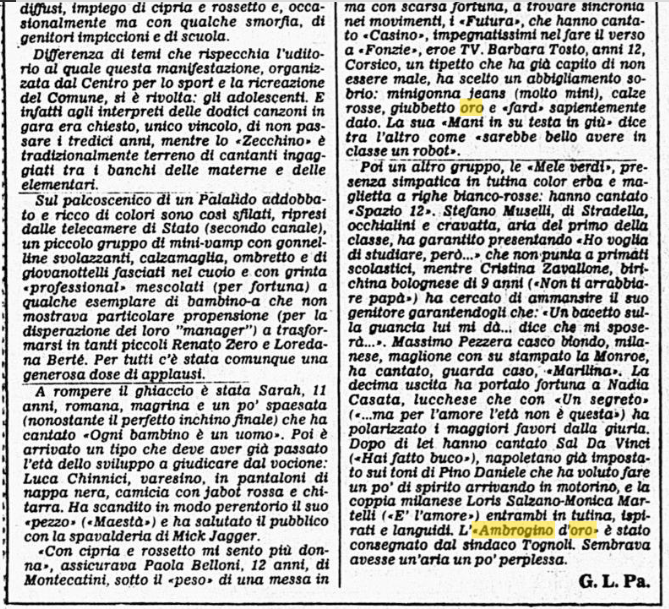 PinoFrisoli's tweet photo. Il vincitore di #Sanremo2026 #SalDaVinci aveva partecipato da ragazzo all'Ambrogino d'oro del 1982: "Sal Da Vinci con "Hai fatto buco", napoletano già impostato sui toni di Pino Daniele che ha voluto fare un po' di spirito arrivando in motorino" https://t.co/vtzFzmiuXF