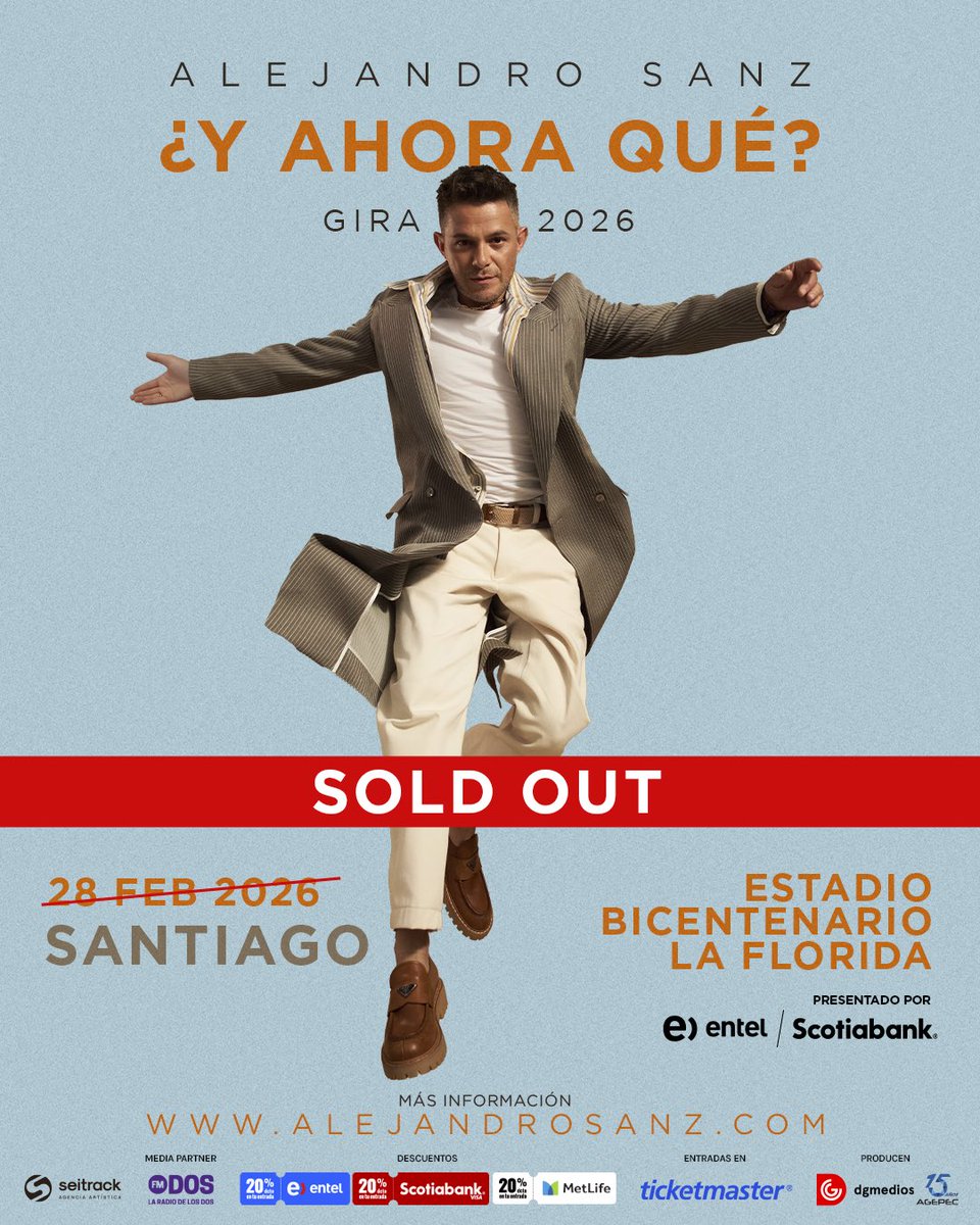 SOLD OUT en Santiago 🔥
<a href="/AlejandroSanz/">Alejandro Sanz</a>