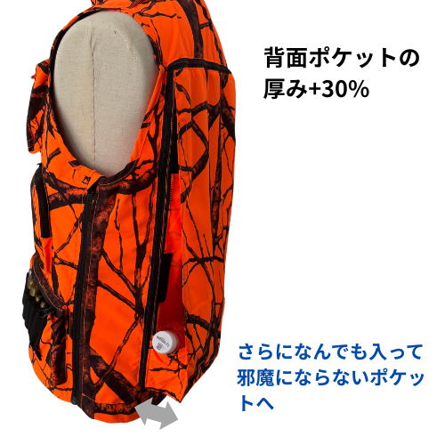 HykeStore's tweet photo. 2026年モデル改良点3-背面ポケットの収納量アップ

歩くことに邪魔にならない背面ポケットの奥行きを30%広げたことで収納量を拡大しました。飲み物、ロープ、獲った肉...なんでも収納でき、歩く際に邪魔にならず、着たままアクセスできる大容量ポケットとなりました。 https://t.co/pw7Ioz1agf